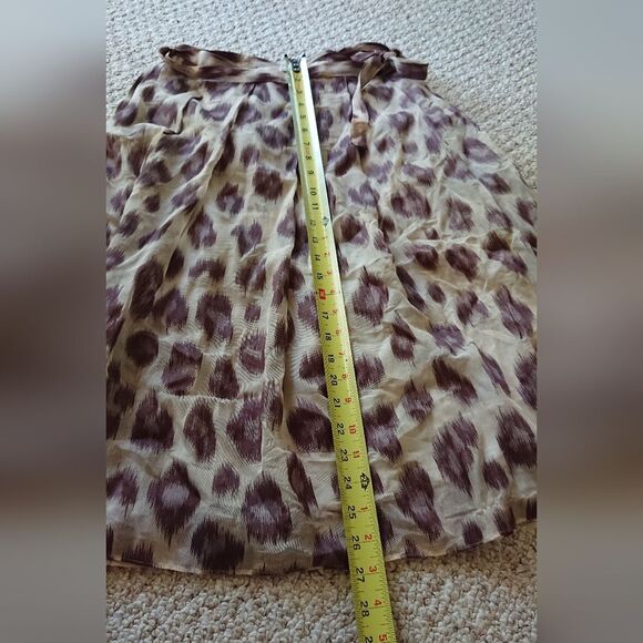 Lafayette 148 New York Brown Linen/Silk Blend Animal Print Skirt Size 8 - Picture 11 of 12